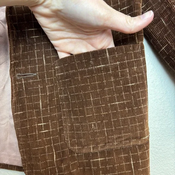 1960s Boys Corduroy Blazer Brown Windowpane Barry Boy Size 6 Vintage Jacket - Picture 12 of 16